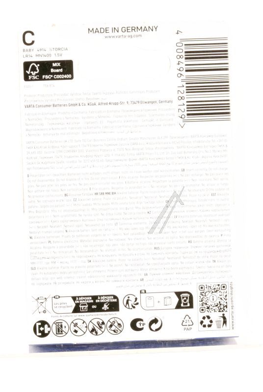 LR14 4914121422 VARTA LONGLIFE POWER C/ BABY 2ER BLISTER