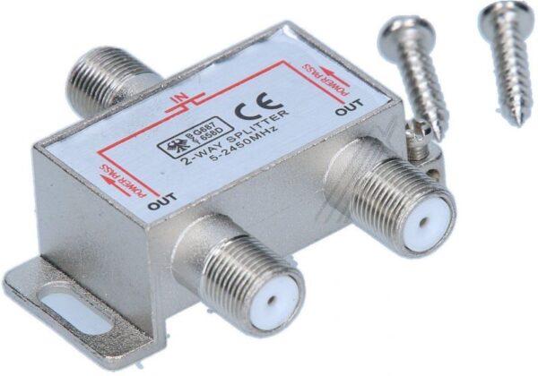 SAT-VERTEILER/ SPLITTER 5-2450MHZ MINI F-TECHNIK 2XDC PASS