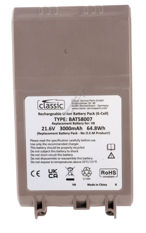 21,6V-3000MAH BAT58007 BATERIJA ZAMENSKA ZA DYSON V8