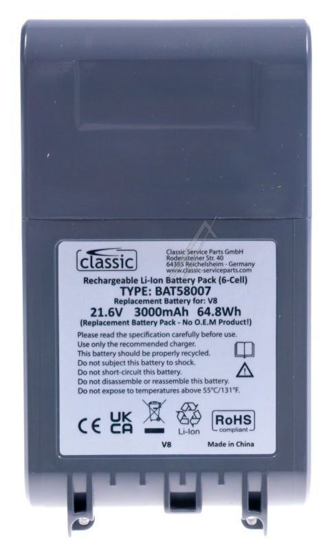 21,6V-3000MAH BAT58007 BATERIJA ZAMENSKA ZA DYSON V8