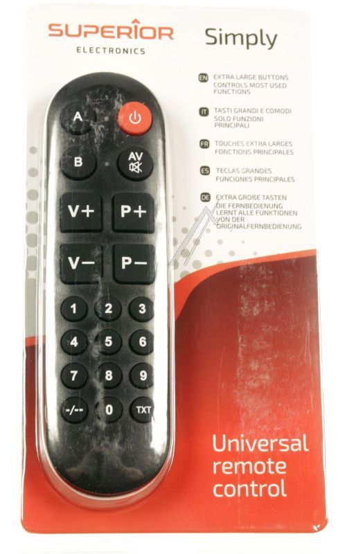 SIMPLY NUMERIC SUPTLB002 LERNFÄHIGE UNIVERSELLE FERNBEDIENUNG MIT GROSSEN TASTEN UND NUMMERNFELD