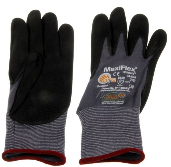 MAXIFLEX ULTIMATE 34-874-S NAJLONSKE ŠTRIKANE RUKAVICE 7/ S DLAN OD NITRILNE PENE