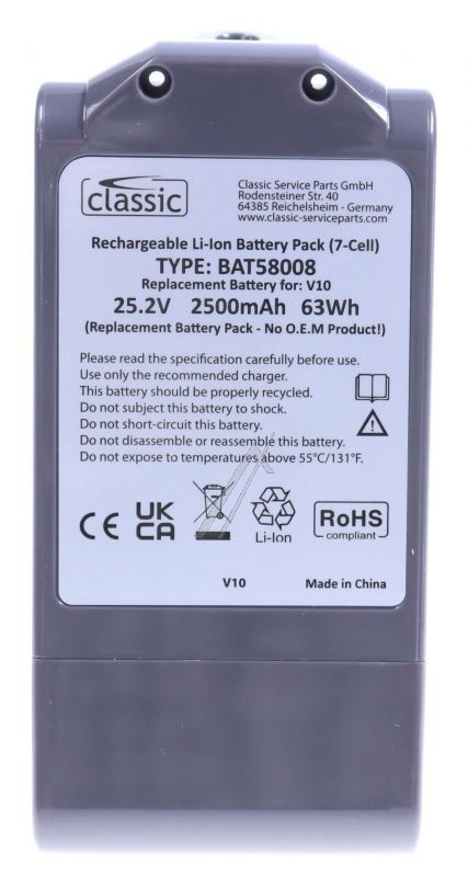 25,2V-2500MAH BAT58008 BATERIJA ZAMENSKA ZA DYSON V10