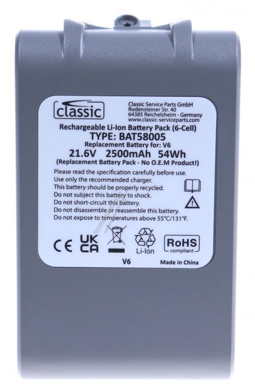 21,6V-2500MAH BAT58005 BATERIJA USIS. ZAMENSKA ZA DYSON V6