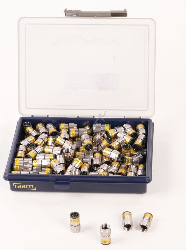 OVZ 037 BOX 22505088 100X PUSH-ON F-STECKER IN KUNSTSTOFFBOX