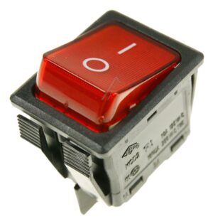 WIPPENSCHALTER EINBAUMASS 30X22MM ROT 2NO 250V 16A BELEUCHTET 0-I ANSCHLUSS FLACHSTECKER 6,3MM