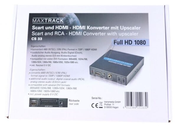 CS 33 SCART ZU HDMI KONVERTER MIT UPSCALER