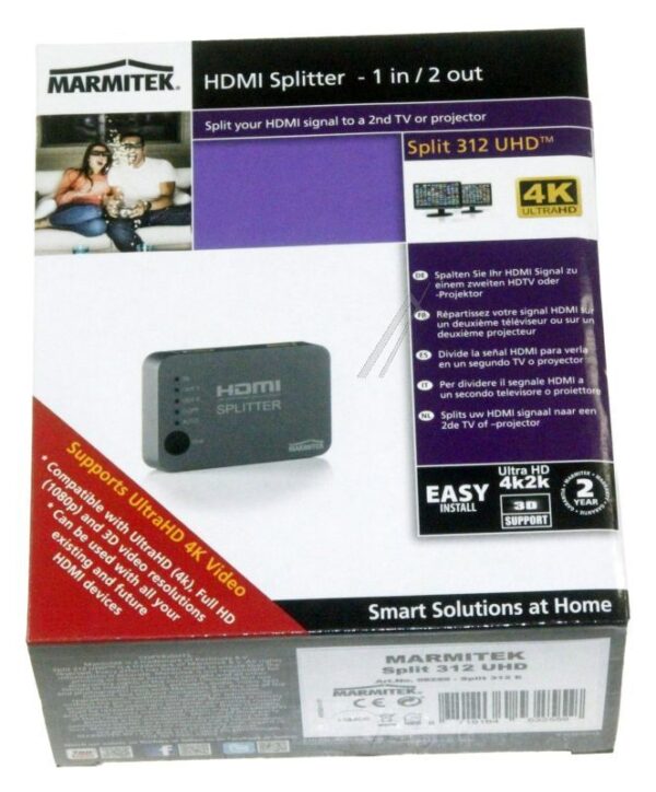 SPLIT 312 UHD 25008255 HDMI SPLITTER 4K60 - 1 EIN /  2 AUS - ULTRA HD - 4K60 - HDMI VERTEILER - EDID SCHALTER