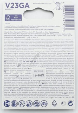 4223101402 V23GA 12V-GLAVNA ĆELIJA BATERIJA VARTA ELECTRONICS 2KOM BLISTER