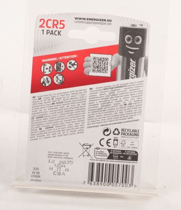 2CR5 E300779404 ENERGIZER SPEZIALBATTERIE /  LITHIUM FOTO 2CR5 FSB 1 STÜCK