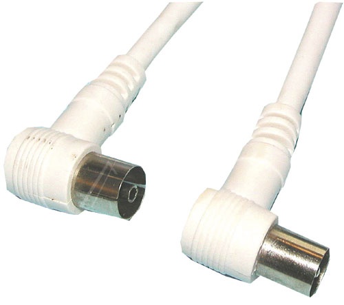 ANTENNENKABEL 2,5M WEISS STECKER-KUPPLUNG WINKELSTECKER