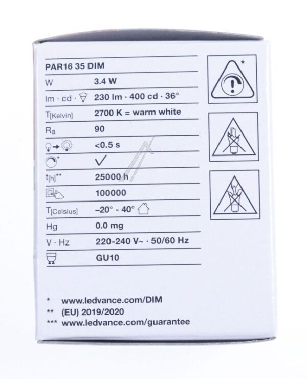 LED PAR163536 D LED PAR16 DIM P 3.4W 927 GU10