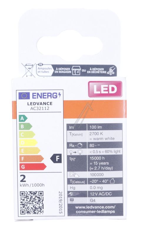 LEDPINMIC10 CL PIN MICRO 10 300° 1W/ 2700K G4 12V