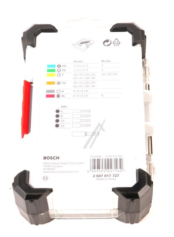 2607017727 SCHRAUBERBIT-SET 43‑TELIG MIT PH,  PZ,  SL,  TX,  HX BITS IN 25MM/ 75MM LÄNGE