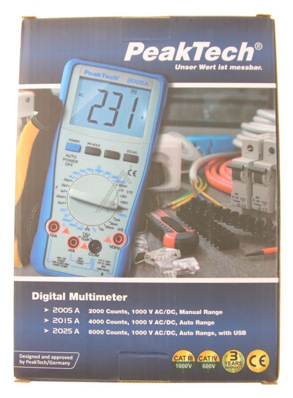 2025 A P 2025 A DIGITALMULTIMETER ~ 6.000 COUNTS ~ 1000V AC/ DC ~ 10A AC/ DC ~ AUTO-RANGE MIT USB