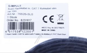 PATCHKABEL CAT7 RJ45 U/ FTP SCHWARZ 10M SLIM