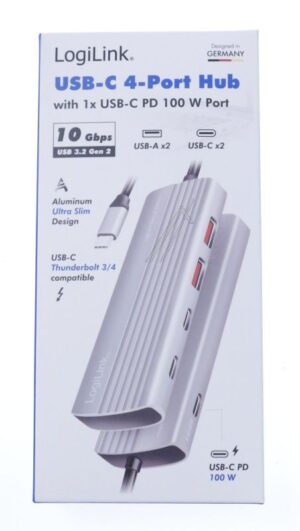 UA0413 USB-C-HUB 4-PORT: 2 X USB-A 3.2 GEN2, 2 X USB-C 3.2 GEN2