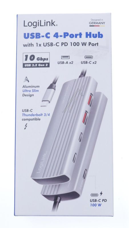 UA0413 USB-C-HUB 4-PORT: 2 X USB-A 3.2 GEN2, 2 X USB-C 3.2 GEN2