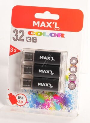 MAXL854313 USB-STICK 2.0 FARBIG 32GB MAXL PACK MIT 3