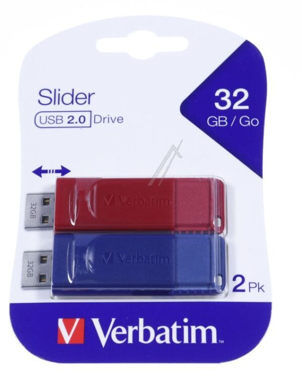 49327 USB-STICK 2.0 STORE  N  GO SLIDER 2 X 32GB (ROT/ BLAU)