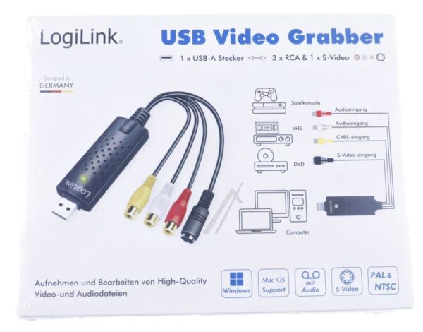 VG0030A USB 2.0-A/ V-GRABBER,  USB-A/ M ZU 3XCINCH    MINIDIN5/ F,  LOGILINK
