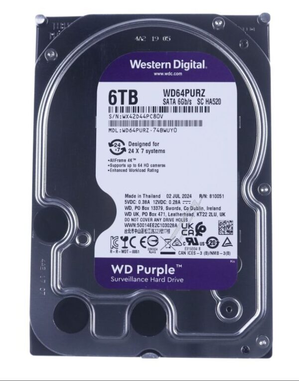 WD64PURZ WD PURPLE 6TB SATA HDD 8.9CM 3.5ZOLL INTERN 256MB CACHE