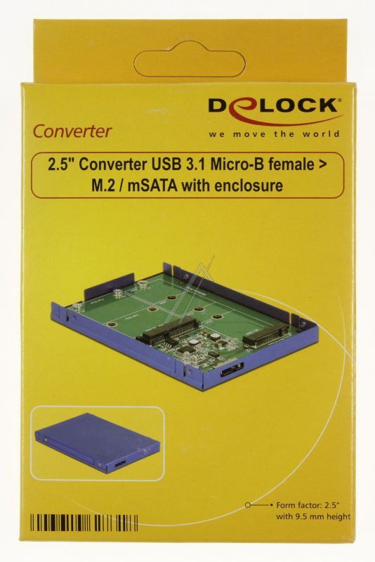 2,5" KONVERTER 62731 USB 3.1 MICRO-B BUCHSE > M.2 /  MSATA MIT GEHÄUSE