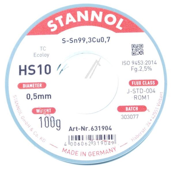SN99CU1 631904 LÖTDRAHT 0,5MM 100G BLEIFREI HS10