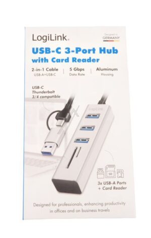 UA0445 USB 3.0 HUB,  3-PORTS    KARTENLESER