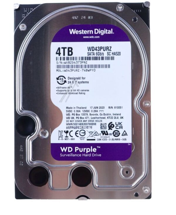 WD PURPLE™ WD43PURZ WD PURPLE 4TB SATA HDD 8.9CM 3.5ZOLL INTERN 256MB CACHE