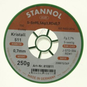 810811 LÖTDRAHT KRISTALL 511 TSC SN95 AG4 CU1 BLEIFREI 0.70MM Ø 250G