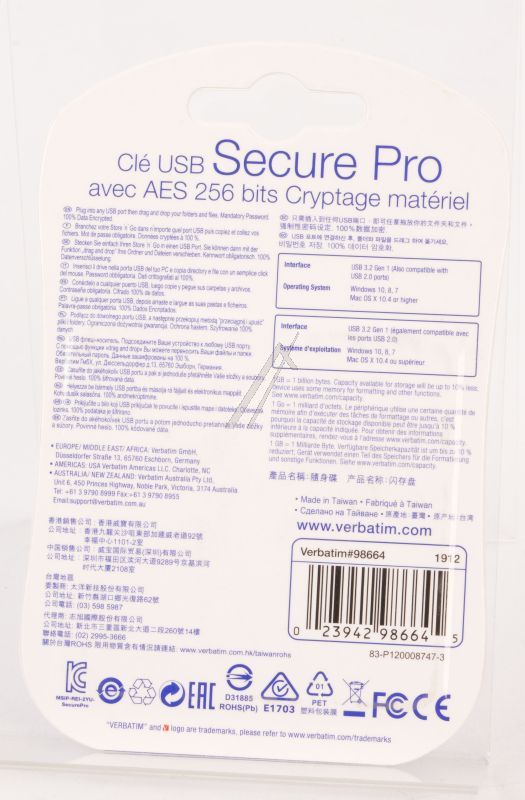 98664 USB 3.0 LAUFWERK 16GB SECURE DATA PRO (PC & MAC)