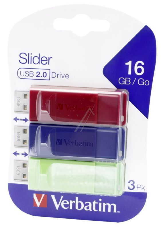 49326 USB-STICK 2.0 STORE  N  GO SLIDER 3 X 16GB (ROT/ BLAU/ GRÜN)