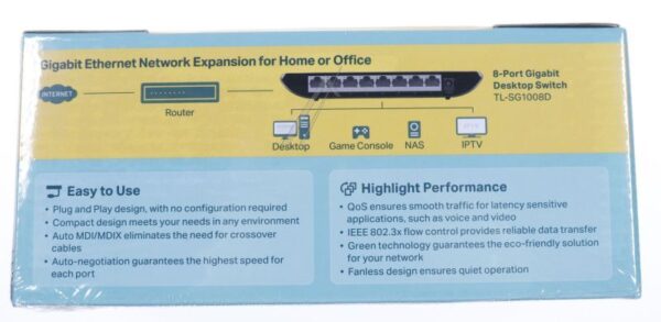 TL-SG1008D GIGABIT ETHERNET SWITCH,  8 PORT,  DESKTOP