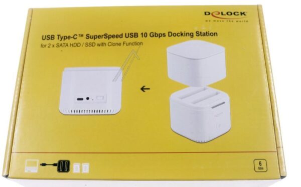 63084 USB TYPE-C 3.2 DOCKINGSTATION FÜR 2X2.5" SATA HDD/ SSD MIT KLONFUNKTION