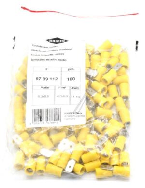 97 99 112 FLACHSTECKER ISOLIERT 6,3MM GELB 4,0-6,0MM² 100 STÜCK