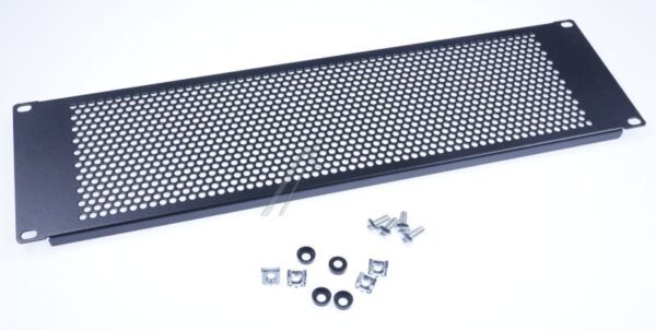 67037 19" BLINDPANEL MIT RUNDEN LÖCHERN 3HE SCHWARZ