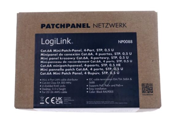 NP0088 MINI-DESKTOP-PATCHPANEL 4 PORT CAT.6A 0.5U SCHWARZ