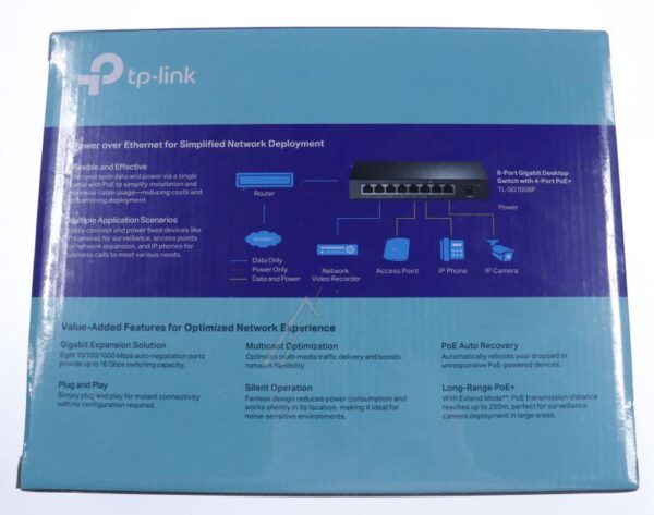 TL-SG1008P GIGABIT ETHERNET SWITCH,  8 PORT/ POE,  DESKTOP