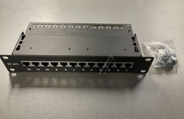 10" PATCHPANEL 12 PORT CAT.6A 1HE SCHWARZ