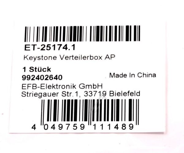 ET-25174.1 KEYSTONE VERTEILERBOX AUFPUTZ 6/ 12 PORT
