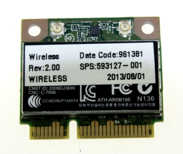 593127-001 COMPAQ BOARD WLAN B/ G/ N HALF MINICARD MALBEC