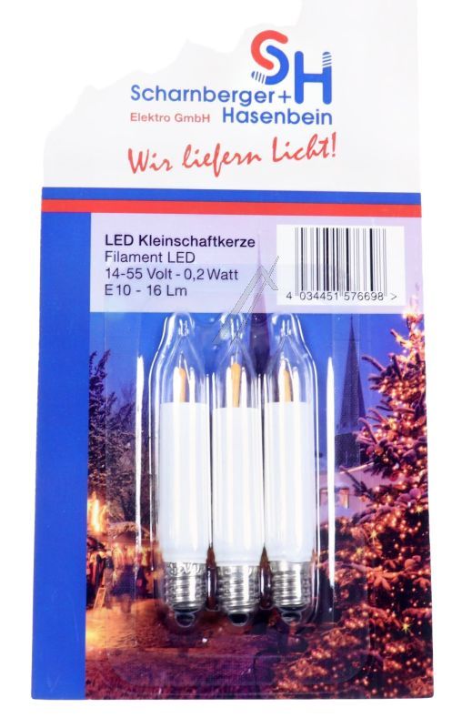 E10 14-55V-0,2W LED-KLEINSCHAFTKERZE 3ER-BLISTER