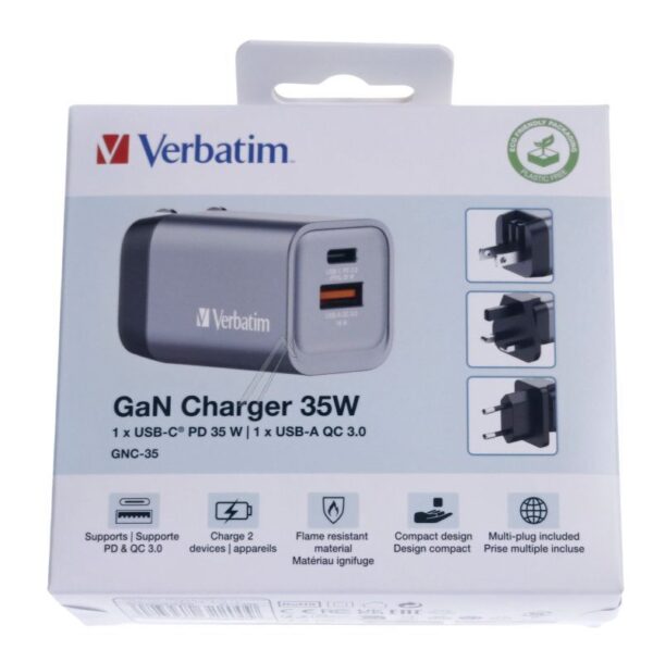 GNC-35 32200 GAN PUNJAČ 35W 1X USB-C,  1X USB-A,  PD,  QC,  PPS,  EU/ UK/ US