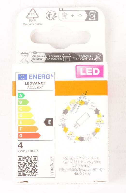LEDSPIN403XD 4W ST   3XD PIN 40 4W/ 2700K G9 220-240V
