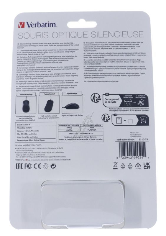 49024 SILENT OPTICAL MOUSE,  SCHWARZ