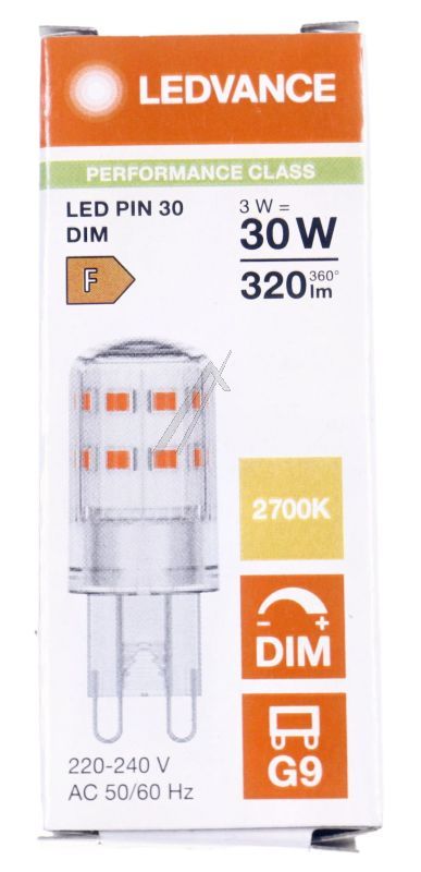 AC58917 LED PIN 30 300° DIMMBAR P 3W 827 KLAR G9