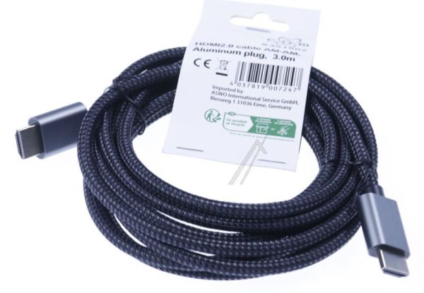 HDMI KABL SA ALUMINIJUMSKIM KONEKTOROM I PAMUČNOM PRESVLAKOM,  4K*2K@60HZ,  3M