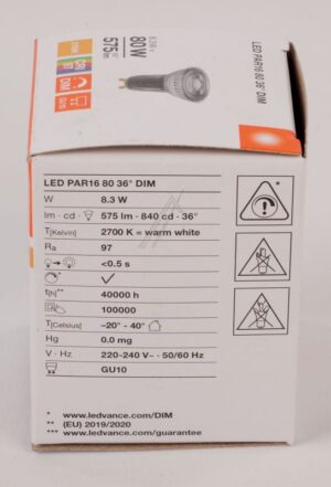 LED PAR168036 D LED PAR16 DIM S 8.3W 927 GU10