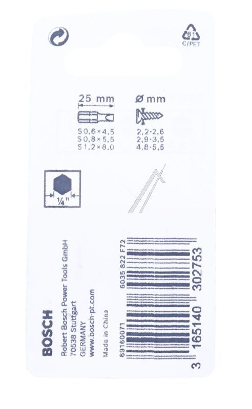 2607001750 SCHLITZBITS 3ER SET EXTRA HART 25MM (S0,6X4,5/ S0,8X5,5/ S1,2X8,0)